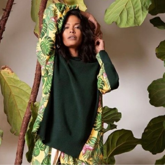 FP x Sandrine Rose Green Wool Knit Slouchy Floral Sweater, Small  NWT - Picture 1 of 10